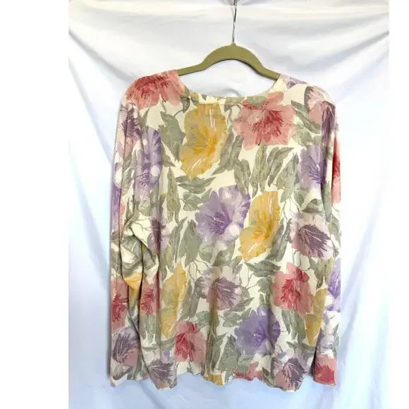 Lauren Ralph Lauren Pastel Floral Crewneck Sweater, XXXL, Soft Plus Size - Picture 3 of 5